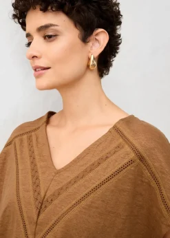 T-Shirt aus reinem Leinen mit Spitze