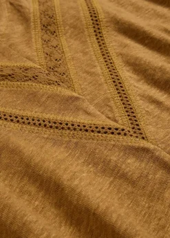 T-Shirt aus reinem Leinen mit Spitze