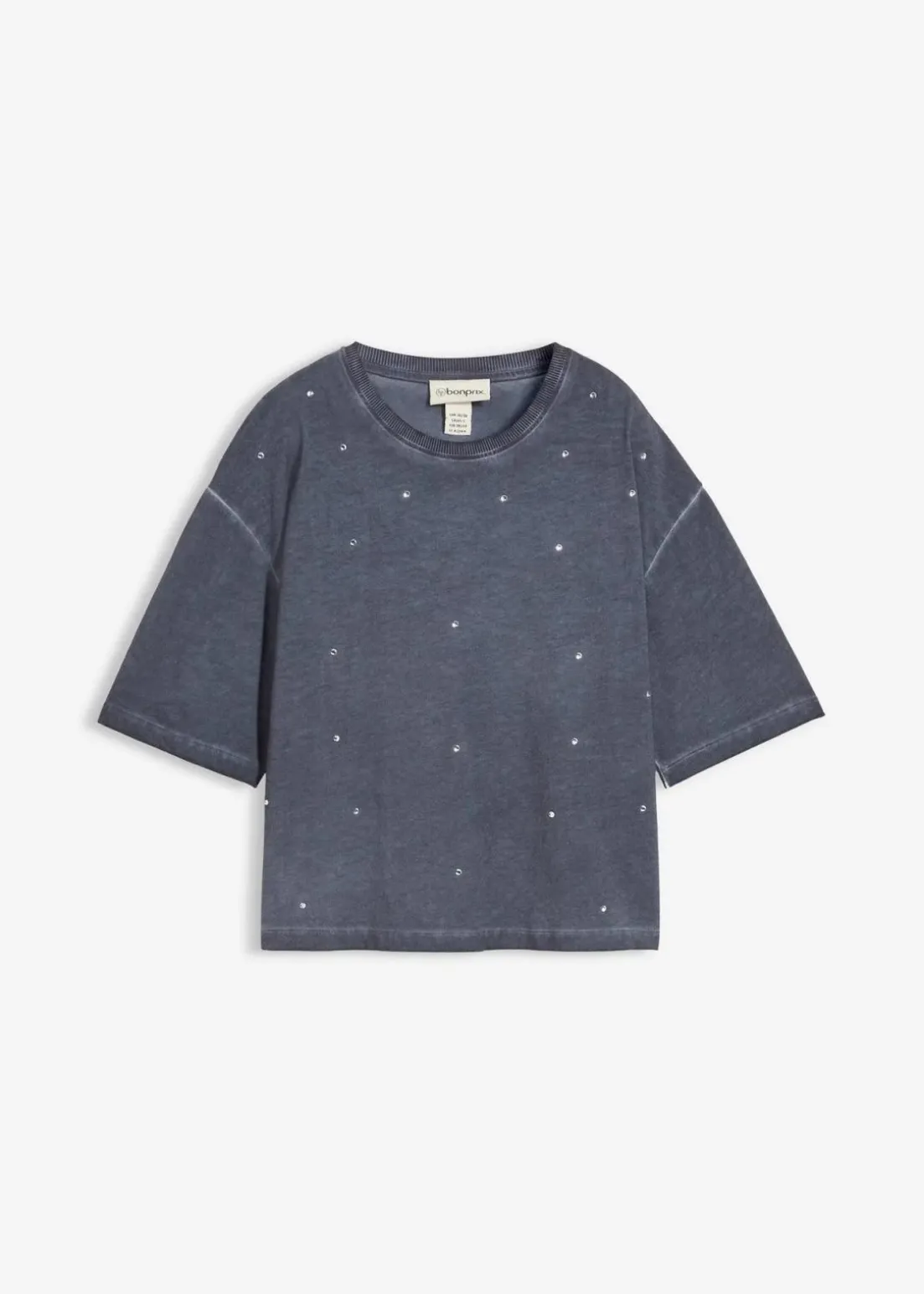 T-Shirt mit Glitzersteinen aus reiner Baumwolle