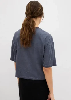 T-Shirt mit Glitzersteinen aus reiner Baumwolle