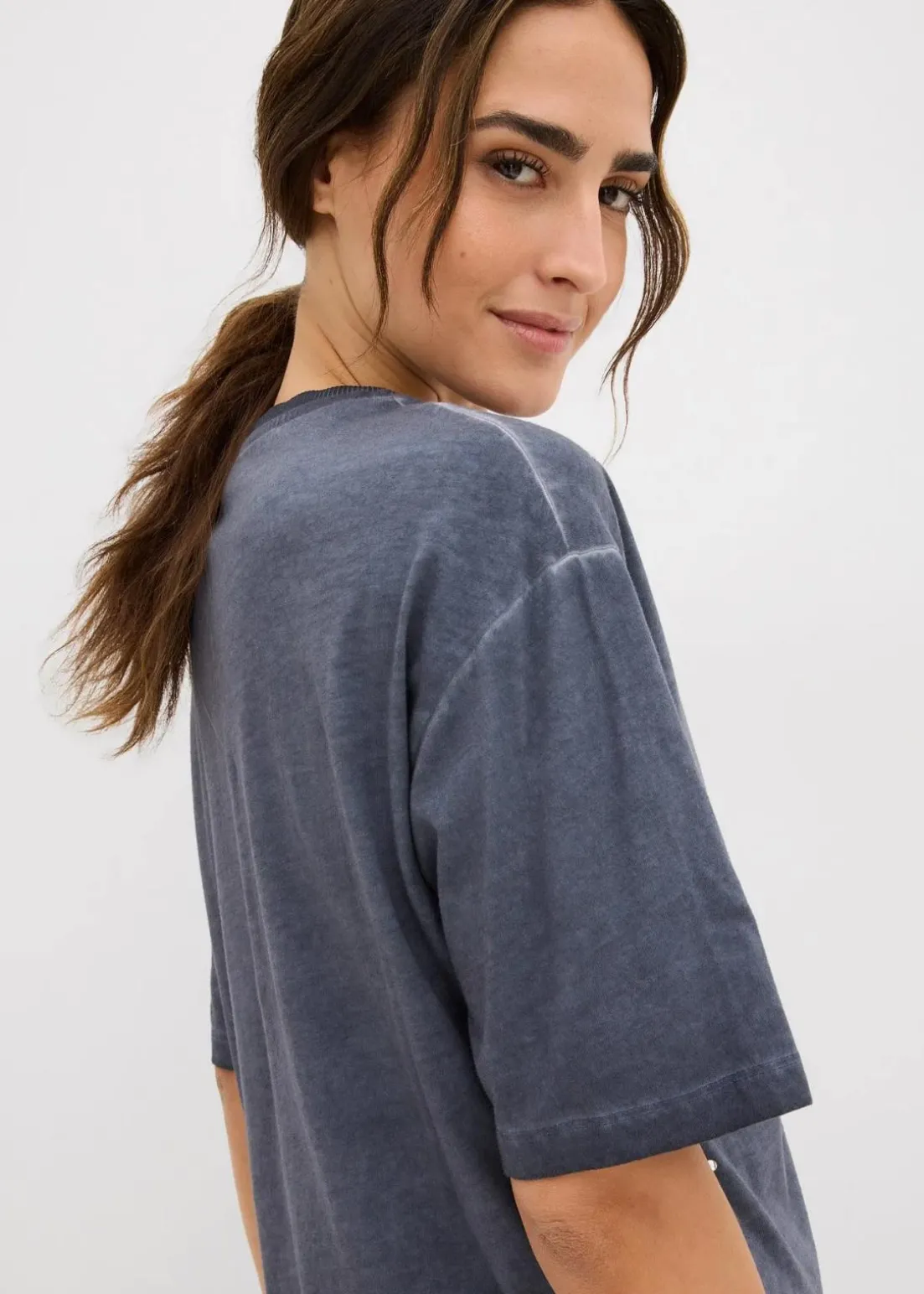 T-Shirt mit Glitzersteinen aus reiner Baumwolle