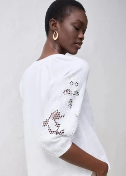 Tunika aus reinem Leinen, mit Lochstickerei