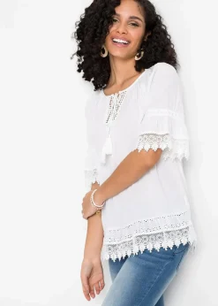 Tunika mit Spitze aus softer Viskose