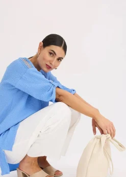 Tunika mit Struktur und Spitzenband