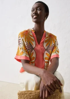 Tunikabluse aus feinem Seiden-Mix