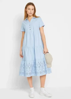 Tunika-Kleid aus reiner Baumwolle mit Lochstickerei