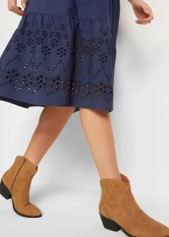 Tunika-Kleid aus reiner Baumwolle mit Lochstickerei