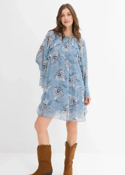 Tunika-Kleid aus strukturiertem Chiffon