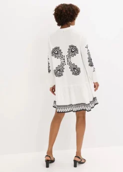 Tunika-Kleid aus strukturierter Viskose