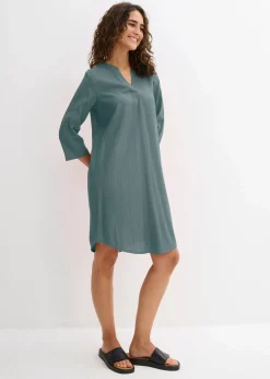 Tunika-Kleid aus Viskose-Mix mit Struktur Effekt