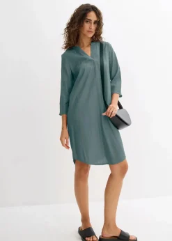 Tunika-Kleid aus Viskose-Mix mit Struktur Effekt