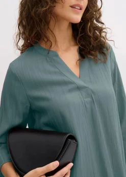 Tunika-Kleid aus Viskose-Mix mit Struktur Effekt