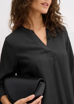 Tunika-Kleid aus Viskose-Mix mit Struktur Effekt