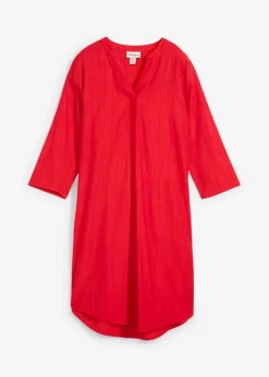 Tunika-Kleid aus Viskose-Mix mit Struktur Effekt