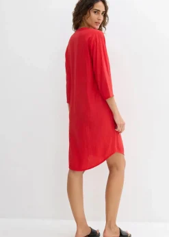 Tunika-Kleid aus Viskose-Mix mit Struktur Effekt