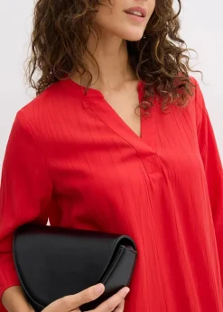 Tunika-Kleid aus Viskose-Mix mit Struktur Effekt