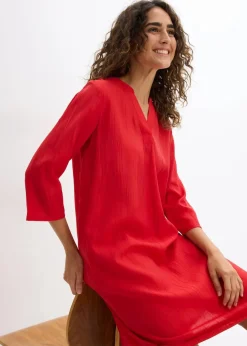 Tunika-Kleid aus Viskose-Mix mit Struktur Effekt