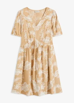 Tunika-Kleid mit Stickerei aus fließender Viskose