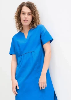Tunika-Kleid mit Taschen aus Leinen-Baumwoll-Mix