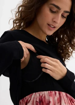 Umstands -und Stillkleid aus Baumwolle und Viskose