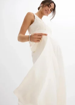 Umstands-Hochzeitskleid aus Spitze, Satin und Georgette