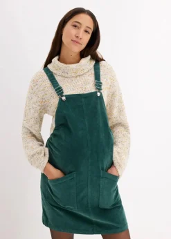 Umstands-Latzkleid aus Baumwoll-Cord mit Stretch