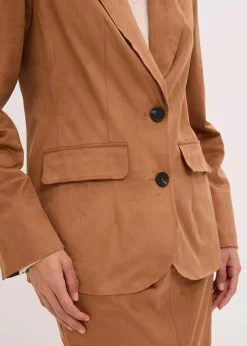 Velourslederimitat-Blazer