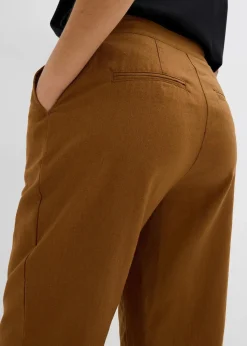 Verkürzte High-Waist-Hose aus Leinen-Viskose-Mix