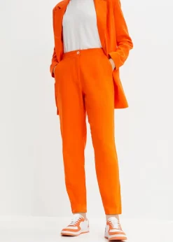 Verkürzte High-Waist-Hose aus Leinen-Viskose-Mix