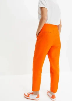 Verkürzte High-Waist-Hose aus Leinen-Viskose-Mix