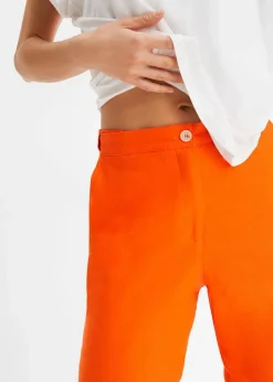 Verkürzte High-Waist-Hose aus Leinen-Viskose-Mix