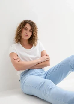 Verkürzte Twill-Hose im Used-Look