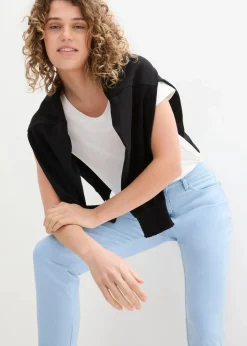 Verkürzte Twill-Hose im Used-Look