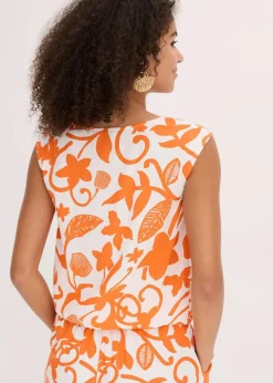 verkürztes Blusentop aus fließender Viskose