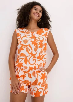 verkürztes Blusentop aus fließender Viskose