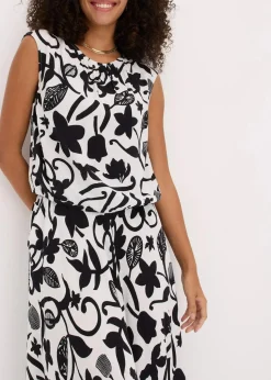 verkürztes Blusentop aus fließender Viskose