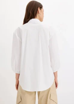 Vokuhila-Bluse aus Baumwoll-Mix