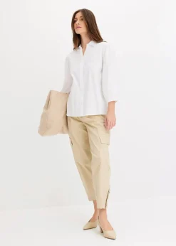 Vokuhila-Bluse aus Baumwoll-Mix