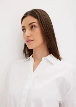 Vokuhila-Bluse aus Baumwoll-Mix