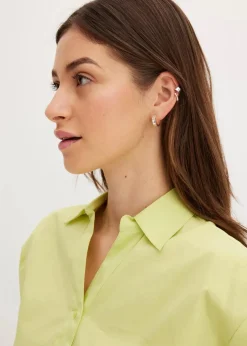 Vokuhila-Bluse aus Baumwoll-Mix