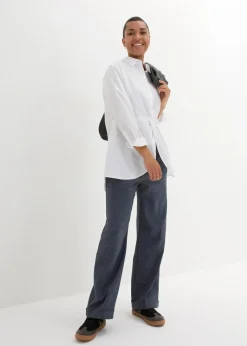 Vokuhila-Bluse in reiner Baumwolle