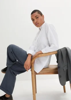 Vokuhila-Bluse in reiner Baumwolle