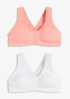 Vorderverschluss-BH ohne Bügel mit Bio-Baumwolle (2er Pack)