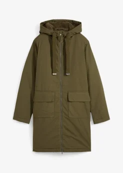 warm wattierter Winterparka mit Teddyfutter in Kapuze