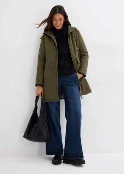 warm wattierter Winterparka mit Teddyfutter in Kapuze