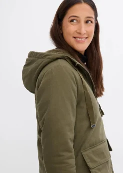 warm wattierter Winterparka mit Teddyfutter in Kapuze