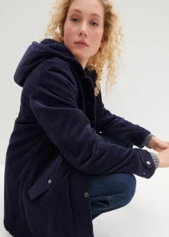 Warmer Cord-Parka mit Teddy-Futter in der Kapuze, in A-Linie