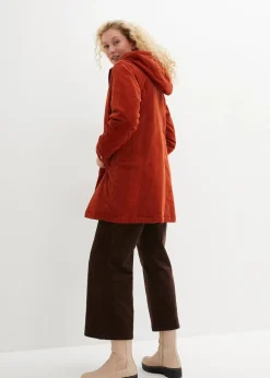 Warmer Cord-Parka mit Teddy-Futter in der Kapuze, in A-Linie