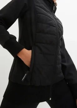 wasserabweisende, hybrid Steppjacke mit Materialmix