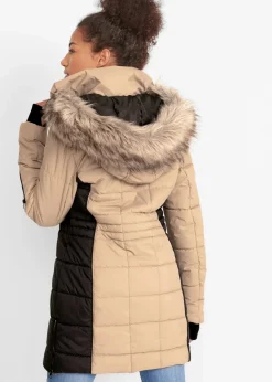 wasserabweisender Outdoor-Kurzmantel mit Fellimitat